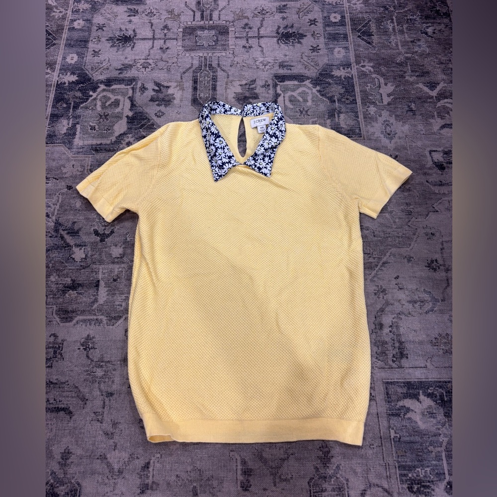 JCrew - Short-sleeve woven collar sweater